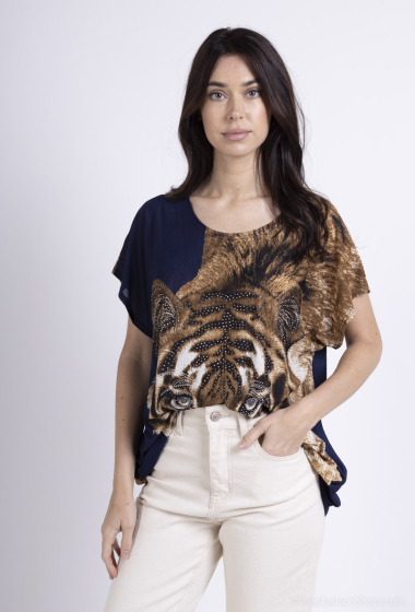Grossiste MJ FASHION - T-shirt motif tete de tigre