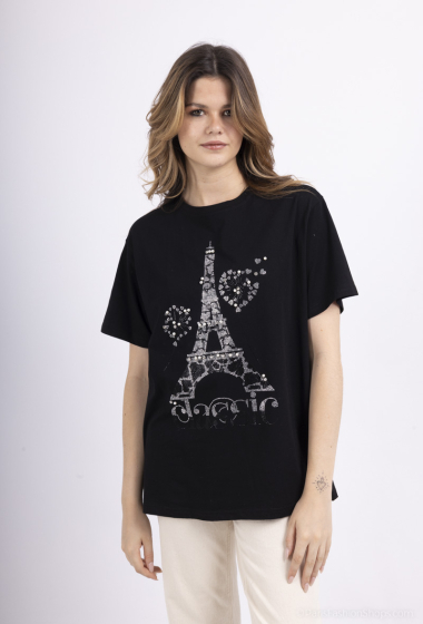 Grossiste MJ FASHION - T-shirt uni motif tour eiffel "classique"