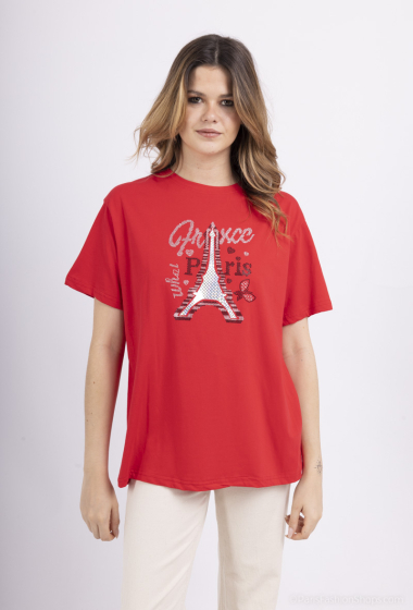 Grossiste MJ FASHION - T-shirt uni motif tour eiffel