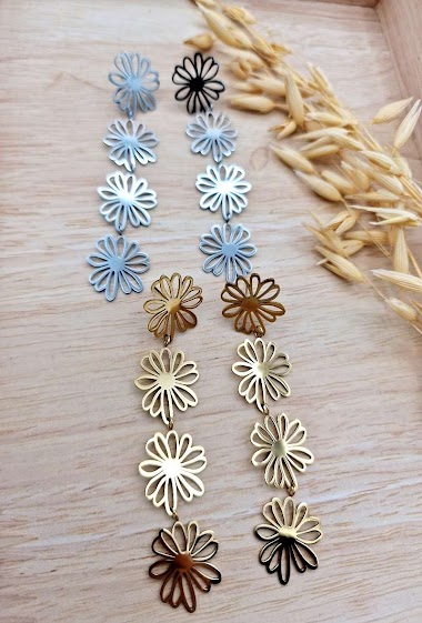 Großhändler Mochimo Suonana - Stainless steel flowers earrings