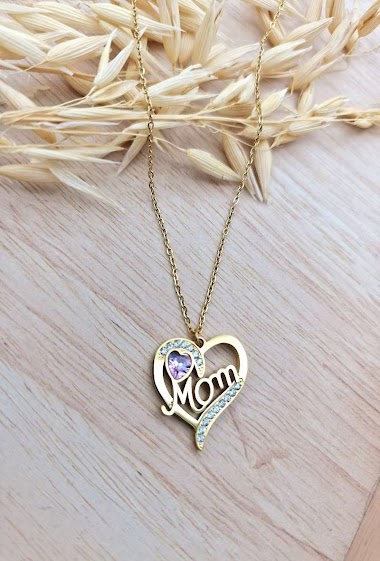 Wholesaler Mochimo Suonana - Stainless steel necklace with pendant " MOM"