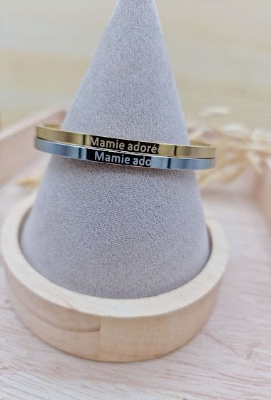 Wholesaler Mochimo Suonana - Stainless steel bangle with message " Mamie adorée "