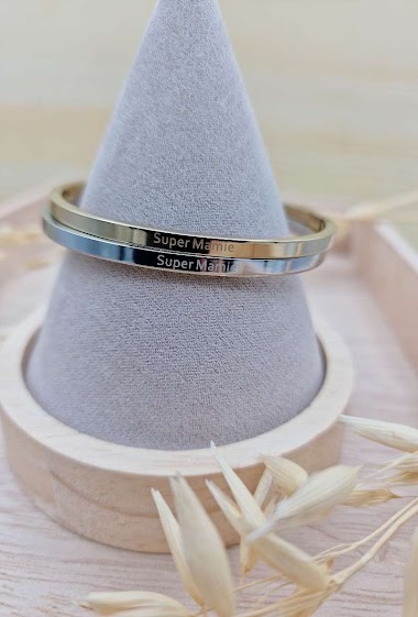 Wholesaler Mochimo Suonana - Stainless steel bangle with message " Super Mamie "