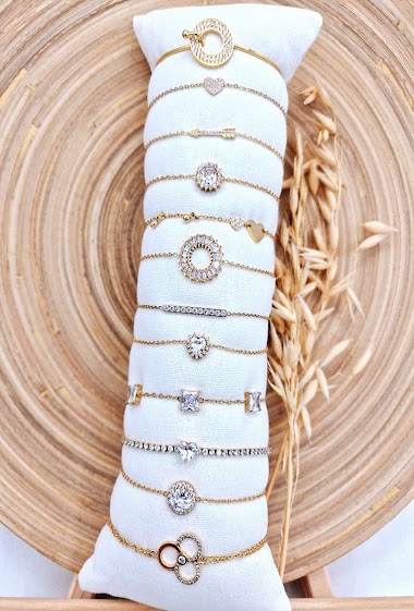 Grossiste Mochimo Suonana - Lot de 12 bracelets en acier inoxydable