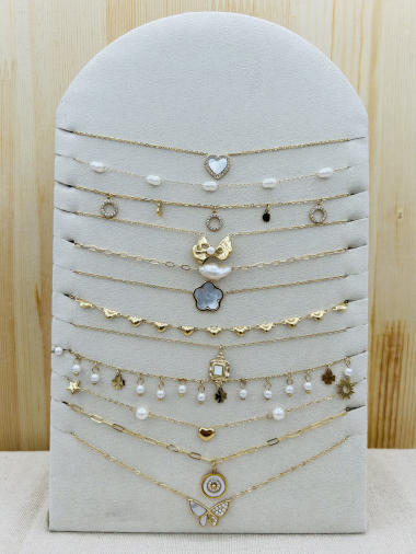 Großhändler Mochimo Suonana - Set mit 12 Halsketten aus Edelstahl