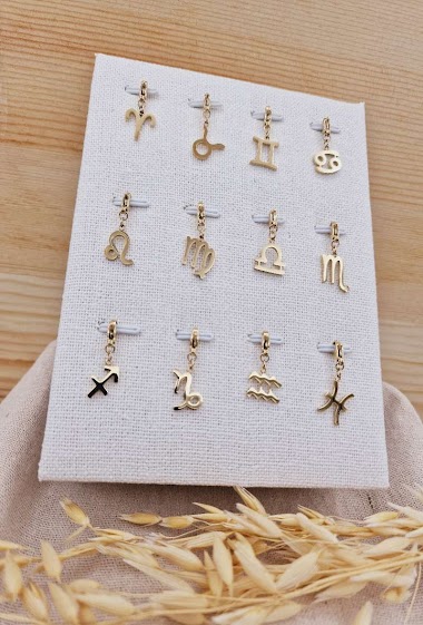 Grossiste Mochimo Suonana - Lot de 12 pendentifs signes astrologiques en acier inoxydable