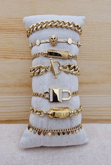 Grossiste Mochimo Suonana - Lot de 7 bracelets en acier inoxydable
