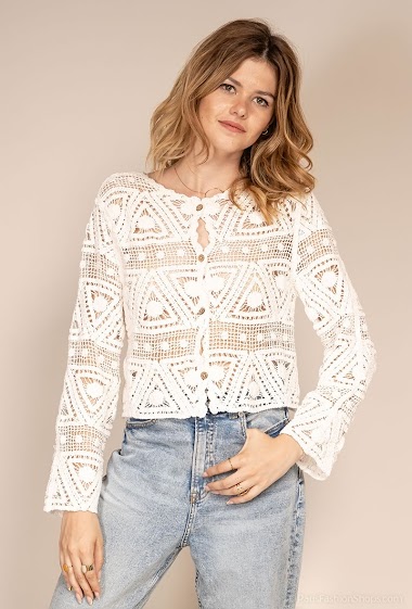 Wholesaler Mochy - Buttoned crocheted cardigan