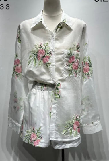 Wholesaler Mochy - embroidered shirt and shorts set