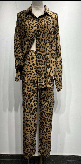 Grossiste Mochy - ensemble leopard chemise +pantalon