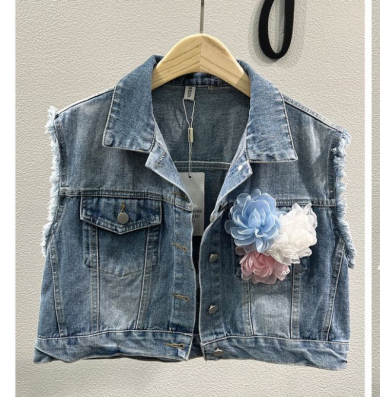 Wholesaler Mochy - jeans vest -with flower