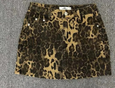Grossiste Mochy - jupe jeans leoparde