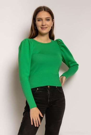 Wholesaler Mochy - Cropped sweater with puff sleeves