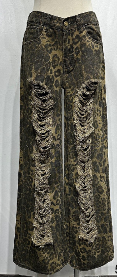 Grossiste Mochy - pantalon  jeans  leoparde