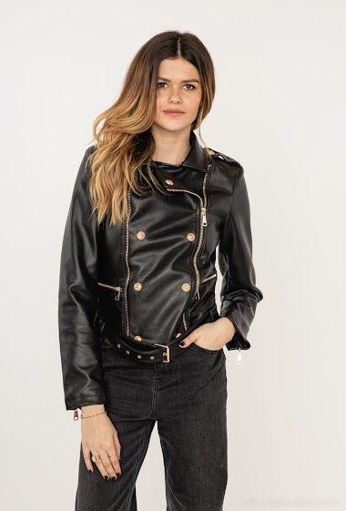 Wholesaler Mochy - Faux leather biker jacket