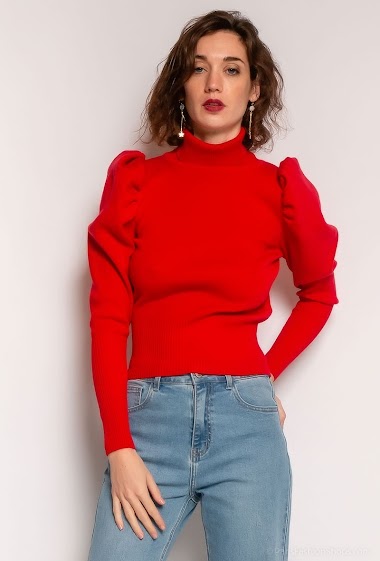 Wholesaler Mochy - Cropped sweater with puff sleeves