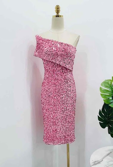Wholesaler Mochy - Fluffy knit dress with sequins