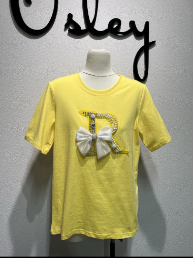 Großhändler Mochy - T-Shirt mit Perlenbuchstabe R