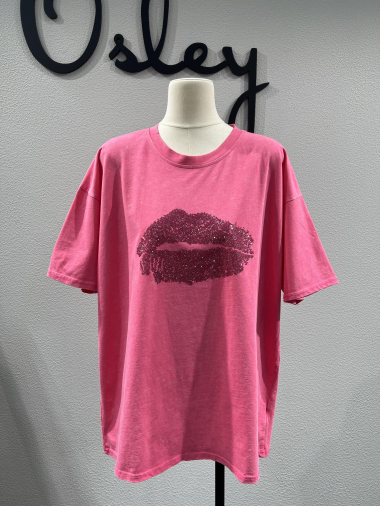 Wholesaler Mochy - Faded t-shirt with rhinestones