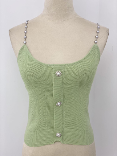 Wholesaler Mochy - Ribbed knit tank top with jewels