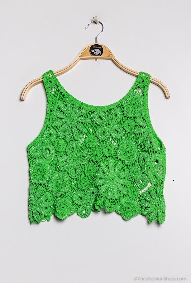 Wholesaler Mochy - Crocheted crop top with pearls