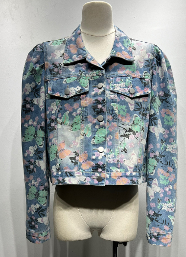 Wholesaler Mochy - Jeans jacket - flower pattern