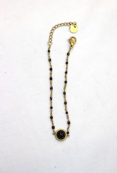 Grossiste MODELENE - Bracelet femme en acier titane - petites perles de couleurs