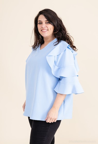 Wholesaler Modern Fashion - V-neck blouse, flounced sleeves