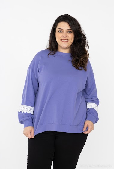 Wholesaler Modern Fashion - Long-sleeved sweatshirt with lace decor