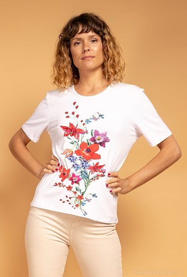 Mayorista Modissimo - Camiseta estampada con flores