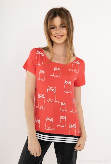 Grossiste Modissimo - Tee-shirt avec motif chat