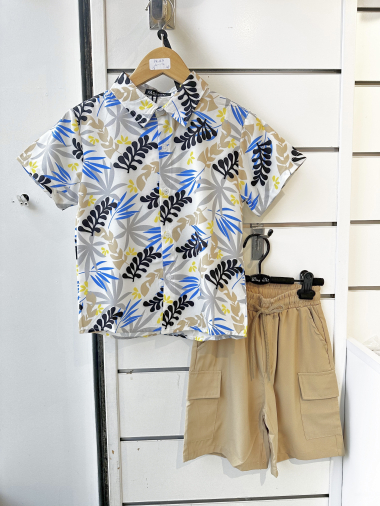 Großhändler Mon Ami - Hemd-Shorts-Set mit Blumenmuster