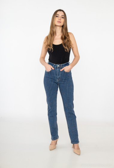 Wholesaler Monday Premium - JEANS WITH PIN STRIPES AND STRASSES