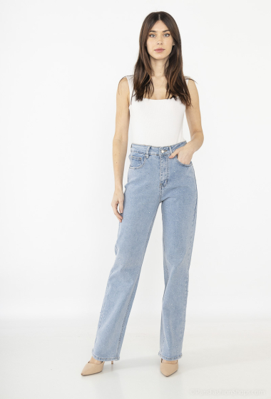 Wholesaler Monday Premium - Wide straight jeans with rhinestones