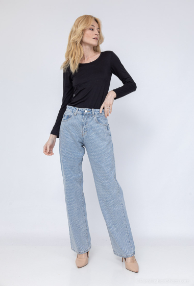 Wholesaler Monday Premium - Wide straight jeans with rhinestones