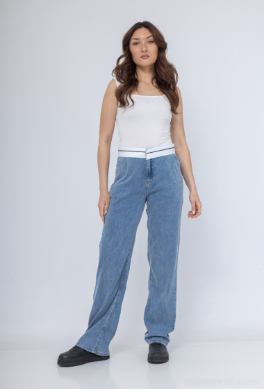 Großhändler Monday Premium - Weite Colorblock-Jeans mit hohem Bund
