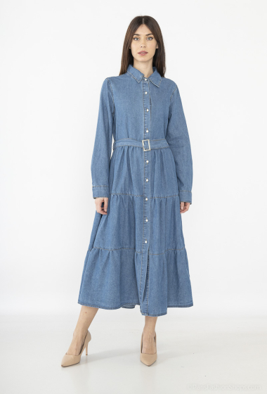 Wholesaler Monday Premium - Blue Long Sleeve Denim Dress