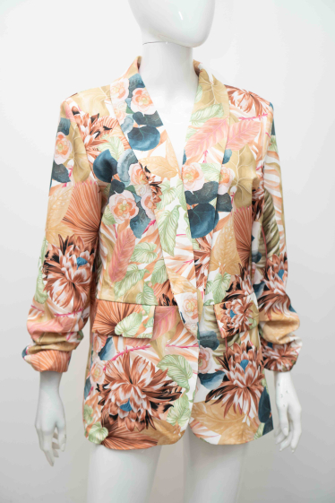 Wholesaler Mooya - Tropical print blazers with rolled up sleeves