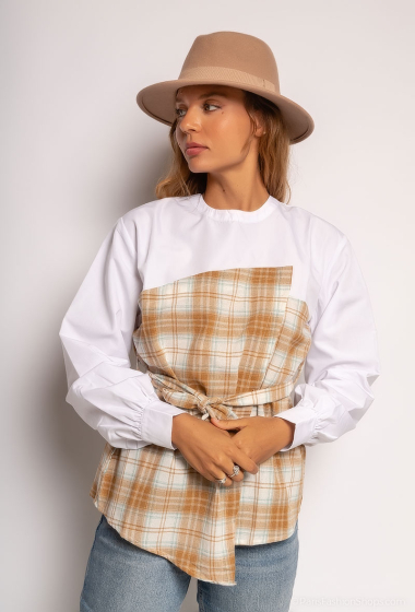 Wholesaler Mooya - Cotton blouse with a printed yoke