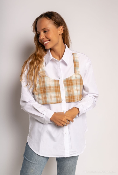 Wholesaler Mooya - Checked yoke cotton shirt