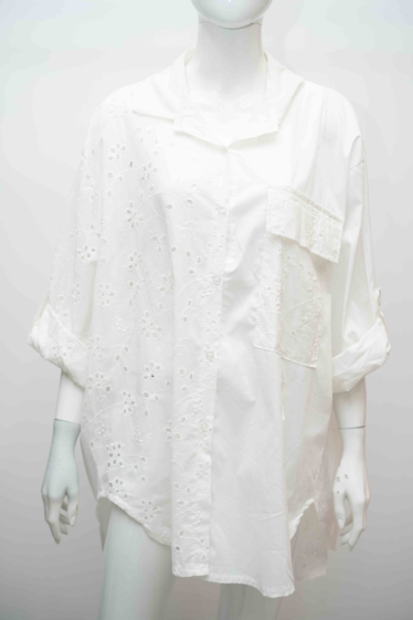 Grossiste Mooya - Chemise oversize broderie anglaise  coton