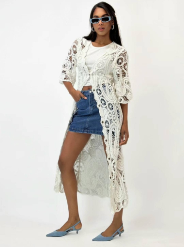 Wholesaler Mooya - Long lace cardigan with short sleeves