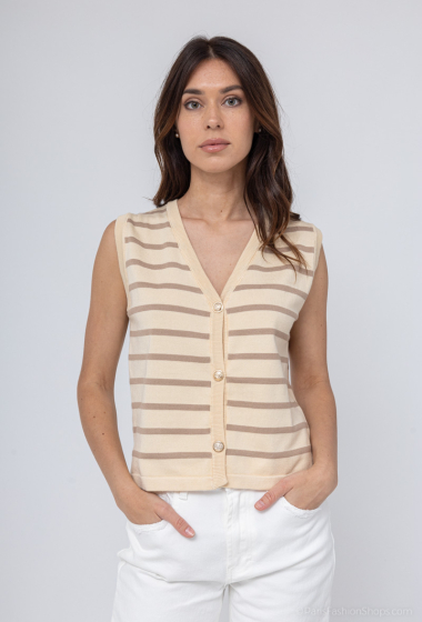 Wholesaler Mooya - Striped knit vest with silver buttons