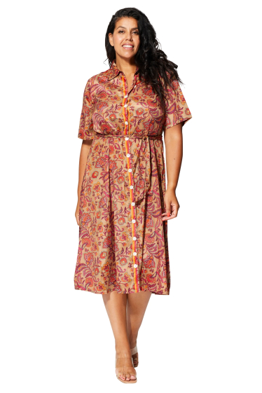 Wholesaler MOOYA INDIA - Curvy Short Sleeve Shirt Dress