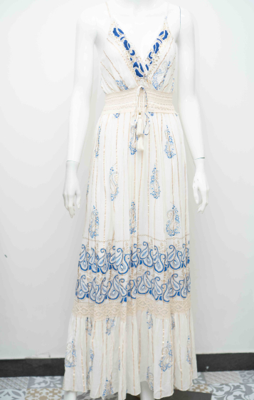 Wholesaler MOOYA INDIA - Long bohemian strap dress with gold detail