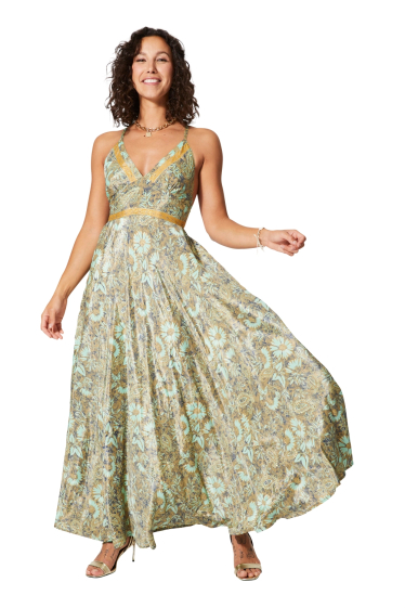 Wholesaler MOOYA INDIA - Lace-back printed backless dress