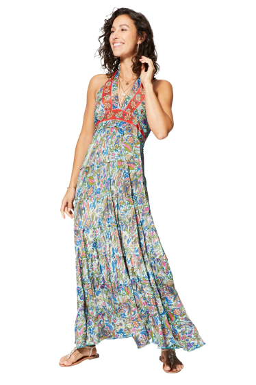 Großhändler MOOYA INDIA - Rückenfreies Kleid mit Smockee-Print
