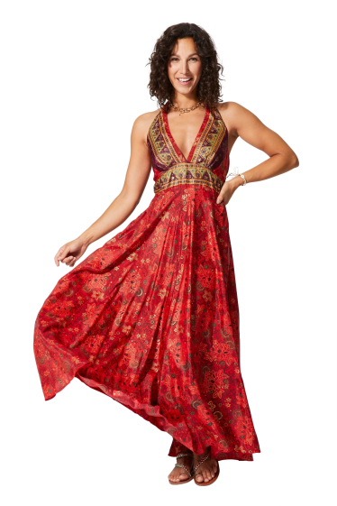 Großhändler MOOYA INDIA - Bedrucktes rückenfreies Kleid