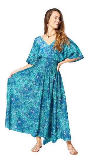 Großhändler MOOYA INDIA - Ausgestelltes Kleid mit kleinen Ärmeln