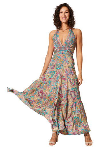 Wholesaler MOOYA INDIA - Long printed backless smocked dress